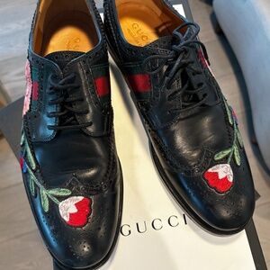 Gucci Embroidered Leather Brogues Oxford Shoes, Unisex Mens UK 6.5, or Women’s 9